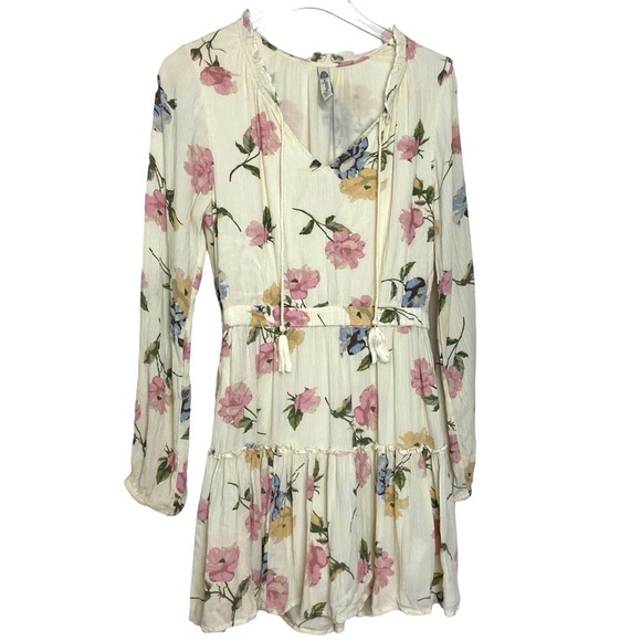 American Rag | Cream Pink Floral | V-Neck Dress | Size Small - Picture 1 of 5